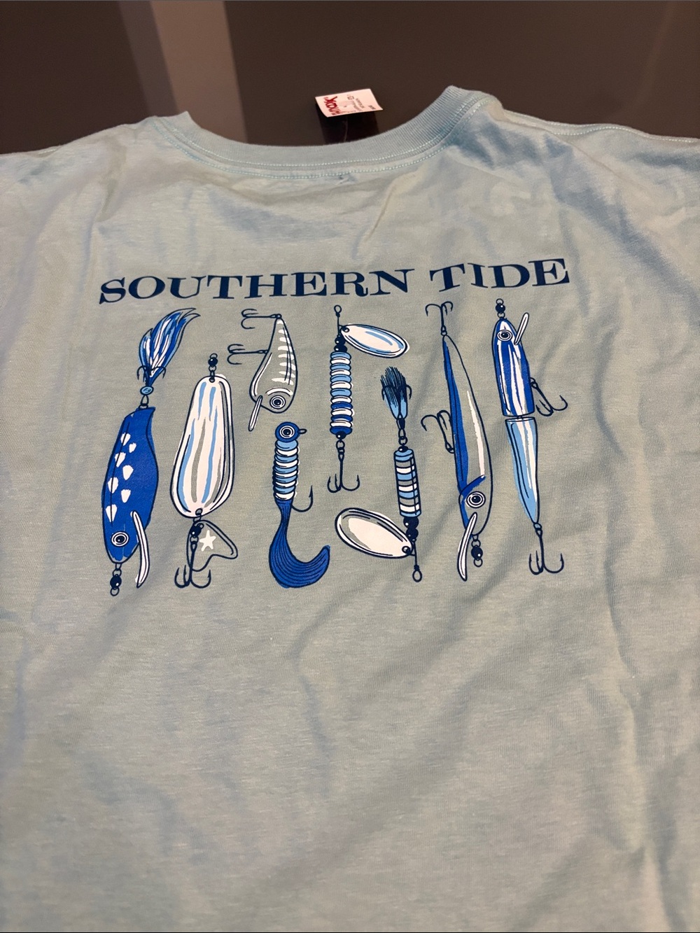 Southern Tide Men's Seafoam Green Short Sleeve Tee with Navy Lure Logo - Picture 2 of 9